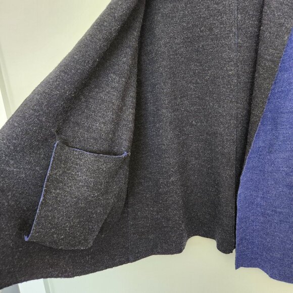 Eileen Fisher Women’s Medium Merino Wool Sweater Jacket Blue Felted Double Knit - Picture 6 of 7